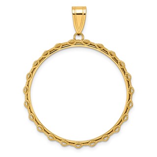 14k Polished Rope with 32.0mm Prong Coin Bezel Pendant