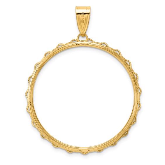 14k Polished Rope with 32.7mm Prong Coin Bezel Pendant