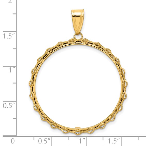 14k Polished Rope with 32.7mm Prong Coin Bezel Pendant