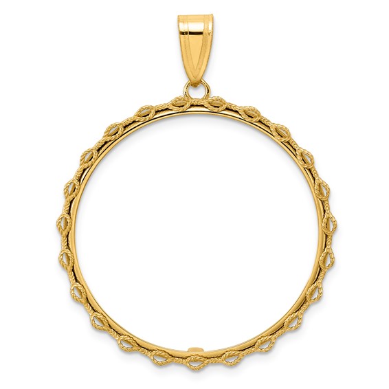 14k Polished Rope with 32.7mm Prong Coin Bezel Pendant