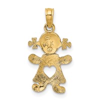 14K Yellow Gold Playful Girl Charm with Cut-Out Heart view 4