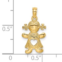 14K Yellow Gold Playful Girl Charm with Cut-Out Heart view 3