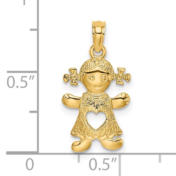 Gold Girl with Cut-out Heart Charm