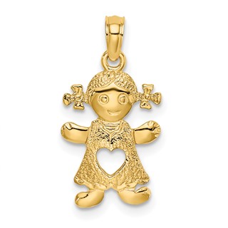 Gold Girl with Cut-out Heart Charm