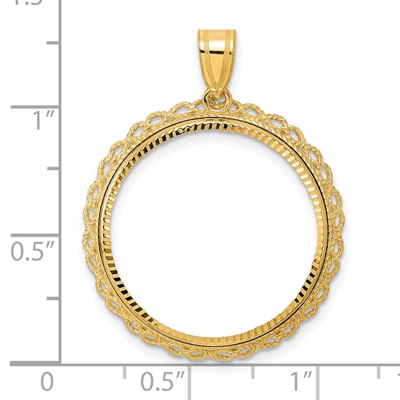 14k Diamond Cut Double Rope with 22.0mm Prong Coin Bezel Pendant