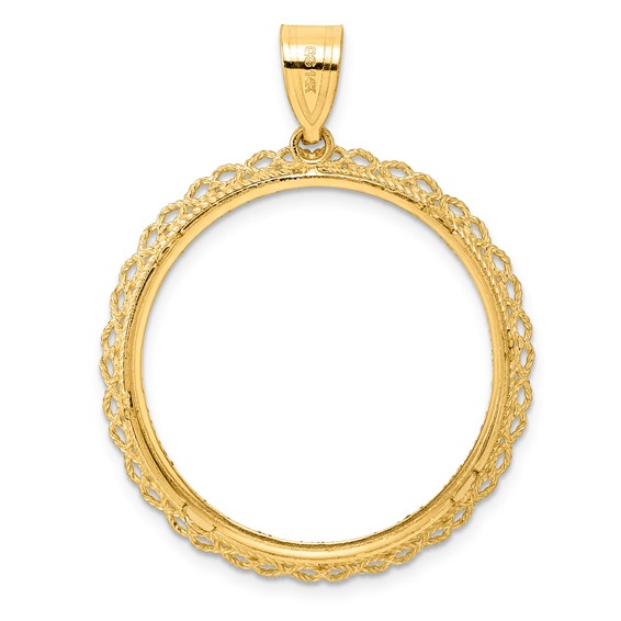 14k Diamond Cut Double Rope with 27.0mm Prong Coin Bezel Pendant