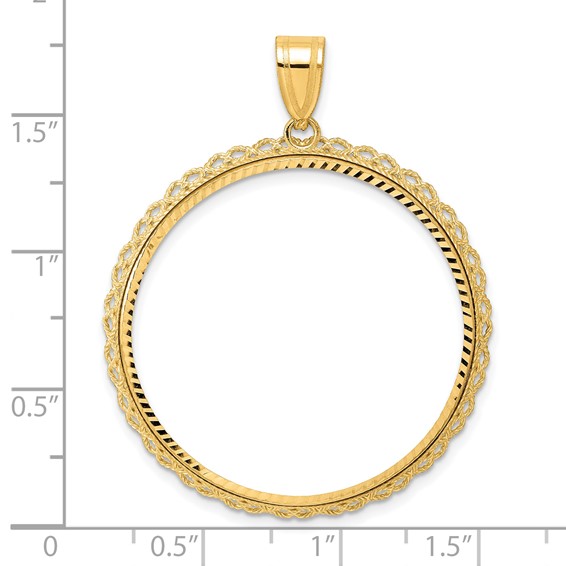 14k Diamond Cut Double Rope with 32.0mm Prong Coin Bezel Pendant