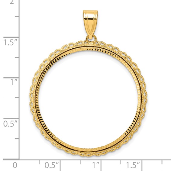 14k Diamond Cut Double Rope with 32.7mm Prong Coin Bezel Pendant