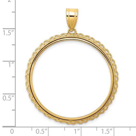 14k Polished Double Rope with 32.0mm Prong Coin Bezel Pendant