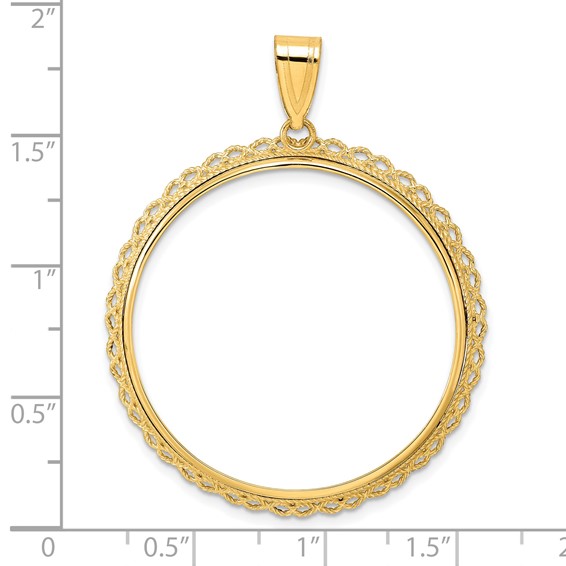 14k Polished Double Rope with 32.7mm Prong Coin Bezel Pendant