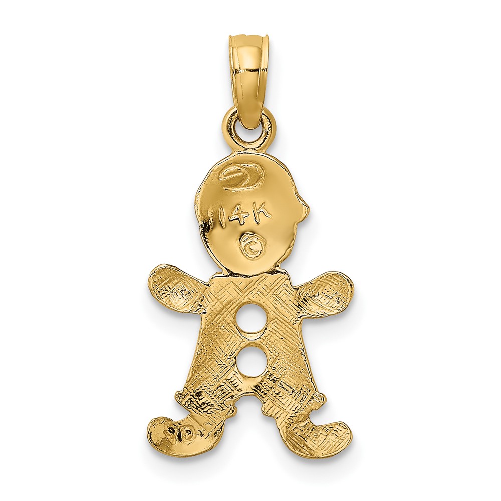 14k Playful Boy w/Cut Out Buttons Charm (C4017)
