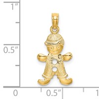 14K Yellow Gold Playful Boy Charm with Cut-Out Buttons view 3