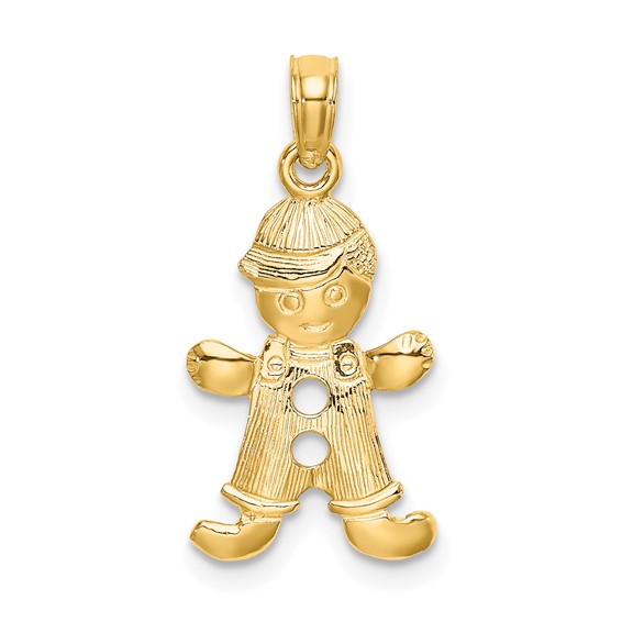 Gold Boy with Cut-out Buttons Charm