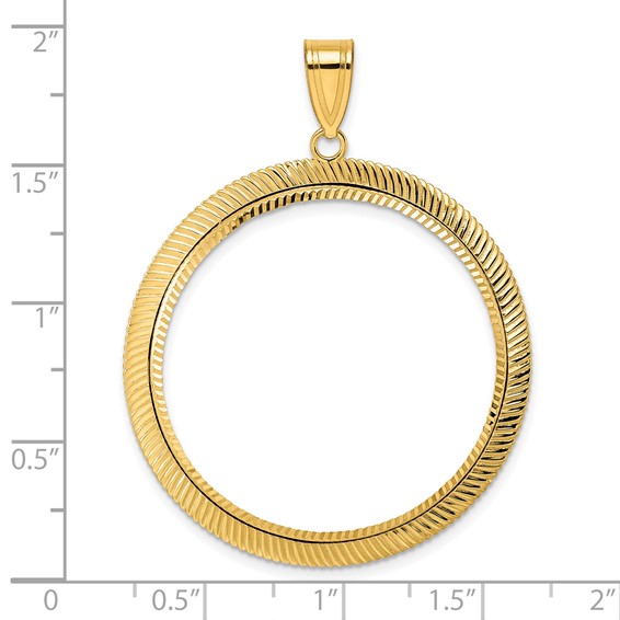 14k Diamond Cut Scalloped with 32.7mm Prong Coin Bezel Pendant