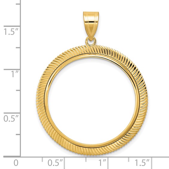 14k Polished Scalloped with 27.0mm Prong Coin Bezel Pendant