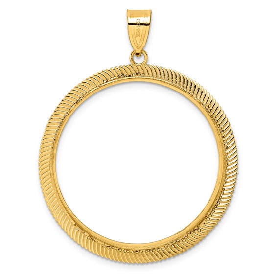 14k Polished Scalloped with 32.0mm Prong Coin Bezel Pendant