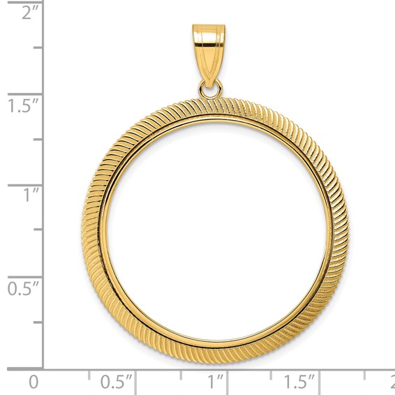 14k Polished Scalloped with 32.0mm Prong Coin Bezel Pendant