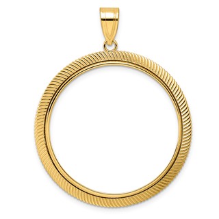 14k Polished Scalloped with 32.0mm Prong Coin Bezel Pendant