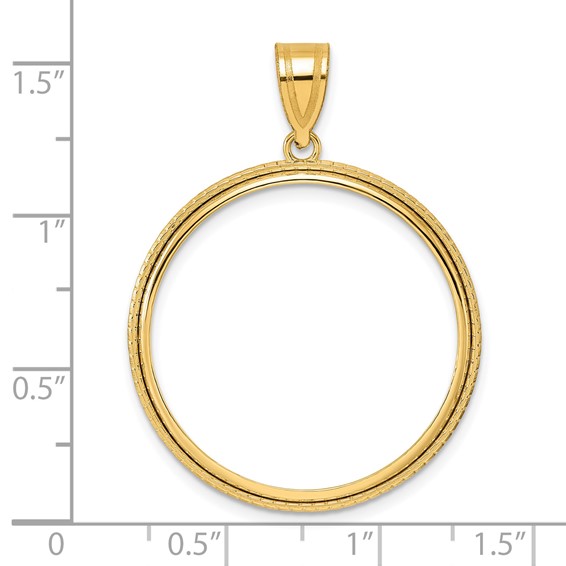 14k Polished Squares with 27.0mm Prong Coin Bezel Pendant