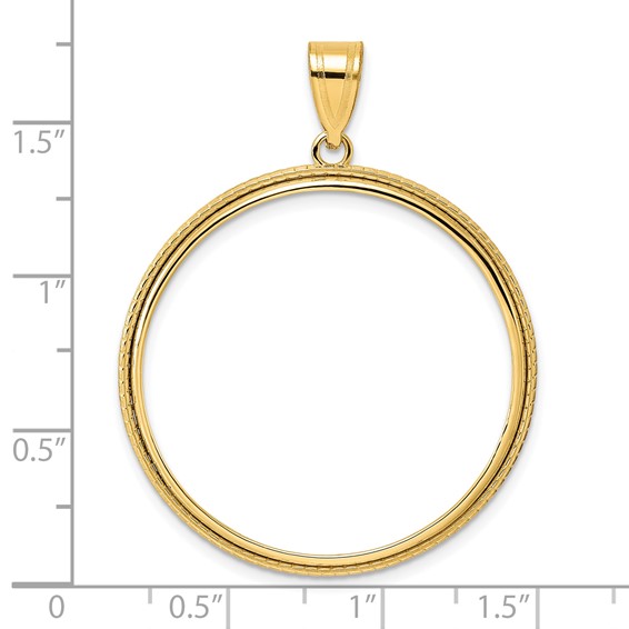 14k Polished Squares with 32.0mm Prong Coin Bezel Pendant