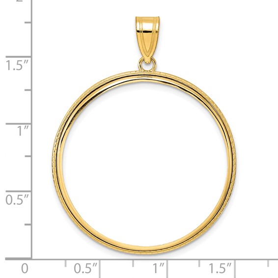 14k Polished Squares with 32.7mm Prong Coin Bezel Pendant
