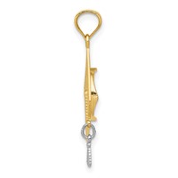 14K Pendant with White Rhodium 3-D Graduation Cap with Moveable Tassel view 2