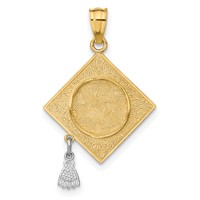14K Pendant with White Rhodium 3-D Graduation Cap with Moveable Tassel view 3