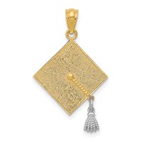 14K Pendant with White Rhodium 3-D Graduation Cap with Moveable Tassel view 1