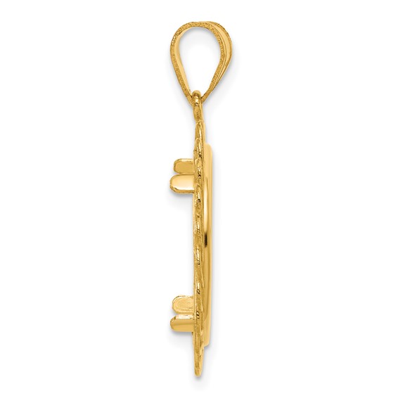 14k Polished Tilted with 16.5mm Prong Coin Bezel Pendant