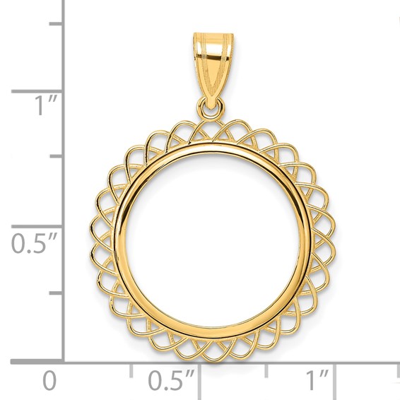 14k Polished Tilted with 18.0mm Prong Coin Bezel Pendant