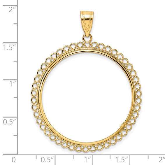 14k Polished Tilted with 32.7mm Prong Coin Bezel Pendant