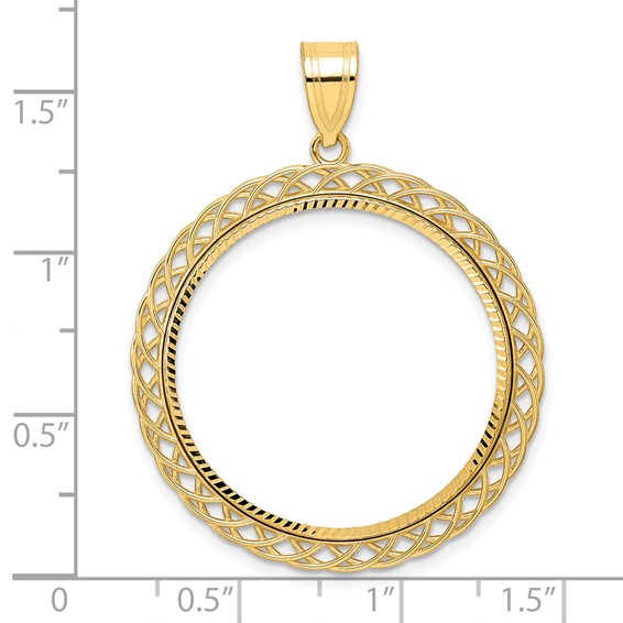 14k Diamond Cut Triple Loop with 27.0mm Prong Coin Bezel Pendant