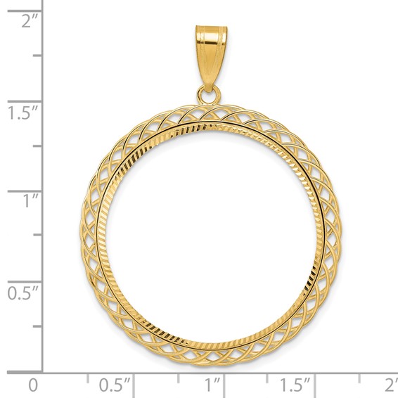14k Diamond Cut Triple Loop with 32.0mm Prong Coin Bezel Pendant