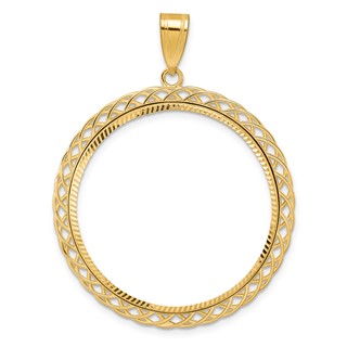 14k Diamond Cut Triple Loop with 32.0mm Prong Coin Bezel Pendant