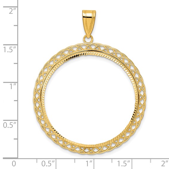 14k Diamond Cut Triple Loop with 32.7mm Prong Coin Bezel Pendant