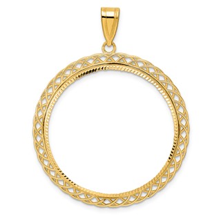 14k Diamond Cut Triple Loop with 32.7mm Prong Coin Bezel Pendant