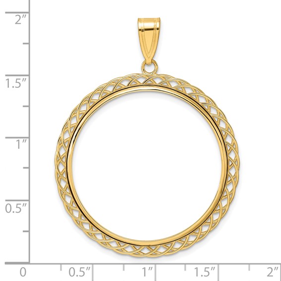 14k Polished Triple Loop with 32.0mm Prong Coin Bezel Pendant