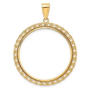 14k Polished Triple Loop with 32.0mm Prong Coin Bezel Pendant