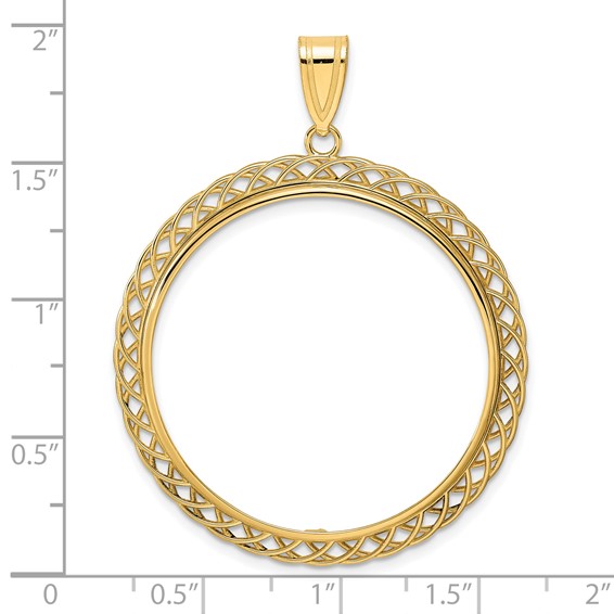 14k Polished Triple Loop with 32.7mm Prong Coin Bezel Pendant