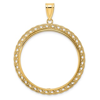 14k Polished Triple Loop with 32.7mm Prong Coin Bezel Pendant