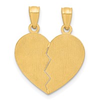 14K Yellow Gold Best Friends Heart Pendant with Flower 2-Piece Break-Apart view 3