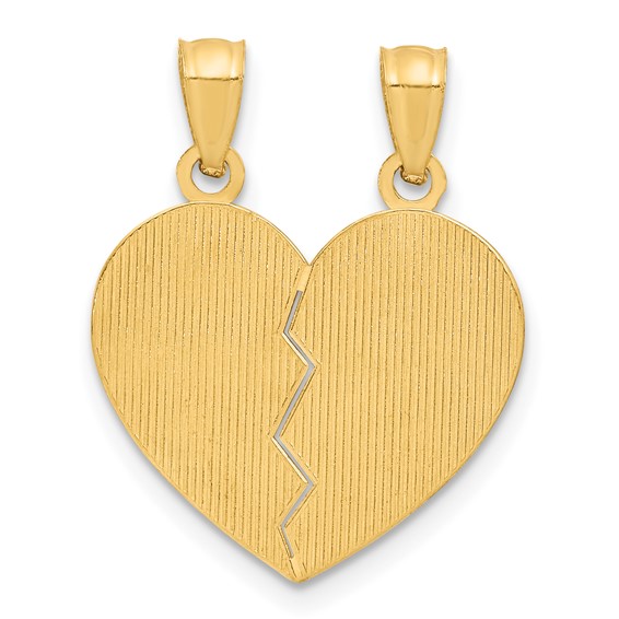 14k BEST FRIENDS Heart with Flower 2-Piece Break-Apart Pendant