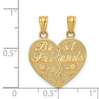 14K Yellow Gold Best Friends Heart Pendant with Flower 2-Piece Break-Apart view 4