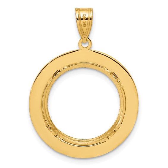 14k Diamond Cut Black Epoxy Centerline with 16.5mm Prong Coin Bezel Pendant