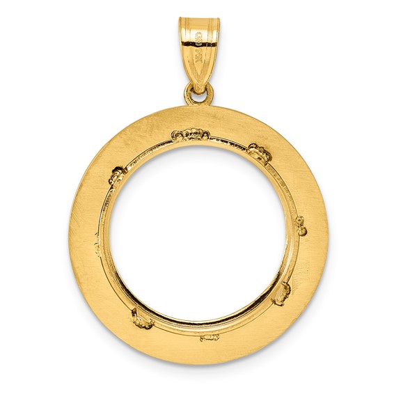 14k Diamond Cut Black Epoxy Centerline with 18.0mm Prong Coin Bezel Pendant