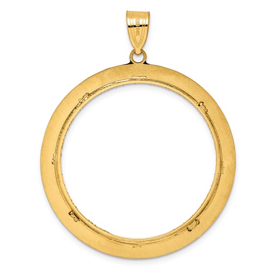 14k Diamond Cut Black Epoxy Centerline with 32.0mm Prong Coin Bezel Pendant