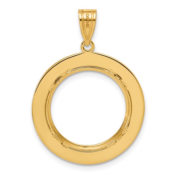 14k Polished Black Epoxy Centerline with 16.5mm Prong Coin Bezel Pendant