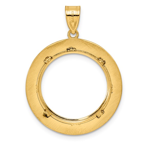 14k Polished Black Epoxy Centerline with 18.0mm Prong Coin Bezel Pendant