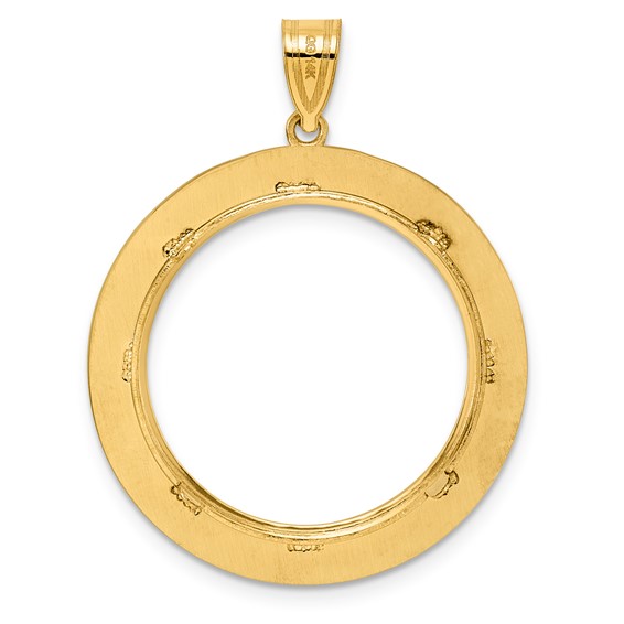 14k Polished Black Epoxy Centerline with 22.0mm Prong Coin Bezel Pendant