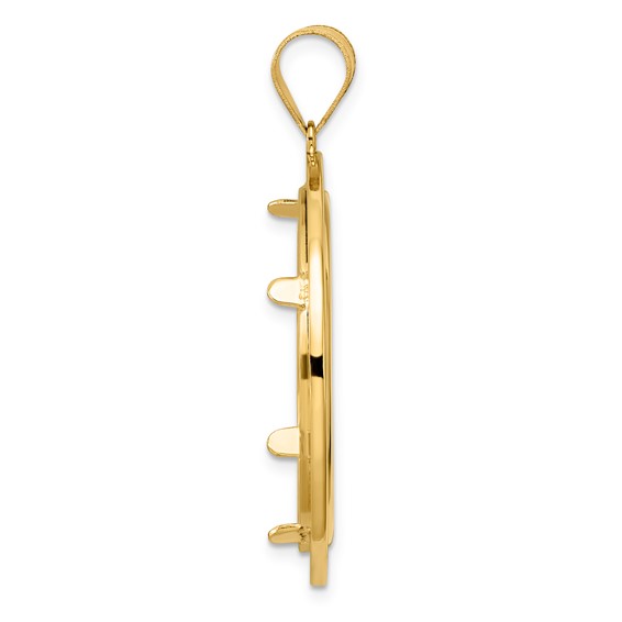 14k Polished Black Epoxy Centerline with 27.0mm Prong Coin Bezel Pendant